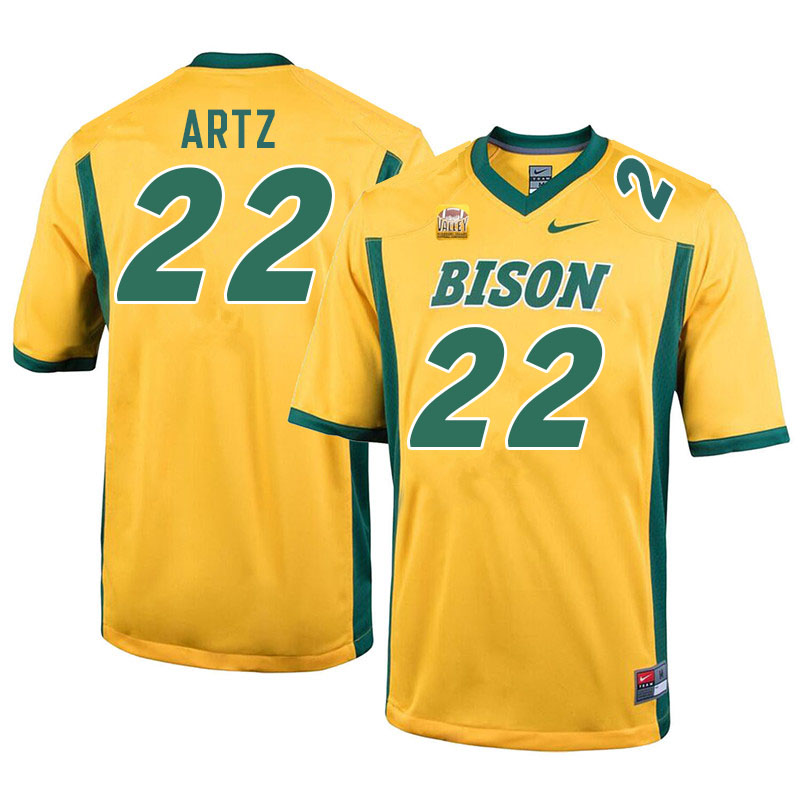 Men #22 Hudson Artz North Dakota State Bison College Football Jerseys Stitched-Yellow